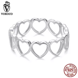 Voroco squisito anello da sposa in argento sterling 925 cavo donna regali gioielli - Foto 1 di 17
