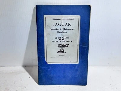 Jaguar Mark V 2 1/2 & 3 1/2 Litre Operating & Maintenance Handbook 1949/50 Foto 1 de 4