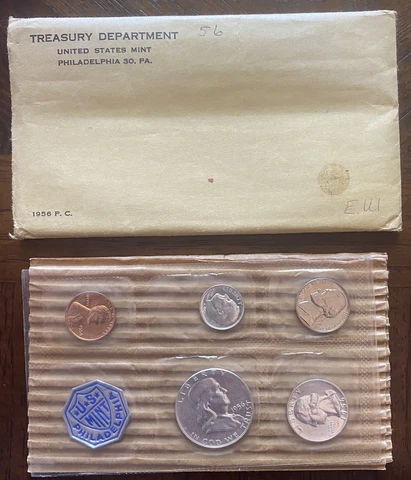 1956 SILVER PROOF SET IN ORIGINAL MINT ENVELOPE  FREE U S SHIPPING Cover