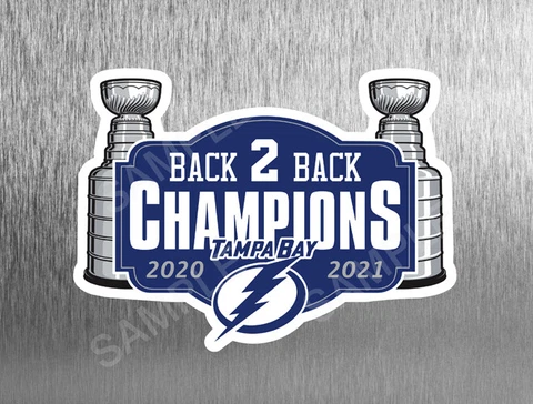 Magnet Die Cut Tampa Bay Lightning 2021 Stanley Cup Back to Back Champions Cover
