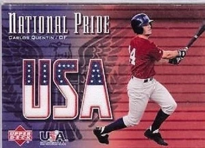 CARLOS QUENTIN 2004 UPPER DECK NATIONAL PRIDE WORN USA JERSEY - Picture 1 of 2