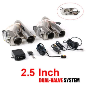 2.5" Double Electric Exhaust Kit Y pipe Exhaust Dual Valve + Remote Control - Picture 1 of 7