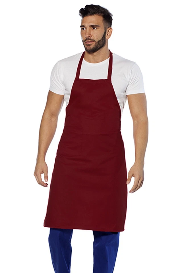 Grembiule da Lavoro Lungo Donna Uomo Cucina con Tasca Pettorina Bar Cuoco Camice - Immagine 1 di 1