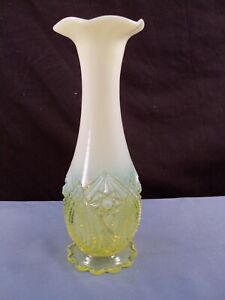 National Northwood No. 17 Bouquet Vaseline Opalescent Glass Vase CLEARANCE
