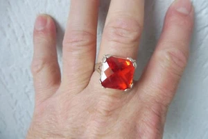 Silberring ,sehr schöner ,großer ,alter Ring ,925 Silber mit rotem Stein ,Gr.70 - Bild 1 von 5