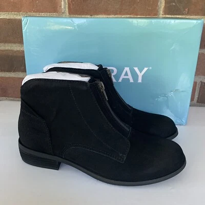 ARRAY Luna Mujer Cuero Negro Tacón Bajo Bloque Botines EE. UU. 6,5 M NUEVO Foto 1 de 4