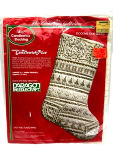 Vtg Paragon Needlecraft 14.5" Candlewick Stocking Noel NEW Christmas Collection - Picture 1 of 4