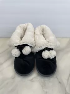 Cuddl Duds Womens Size L 9-10 Lined Faux Fur House Slippers Black - Picture 1 of 8