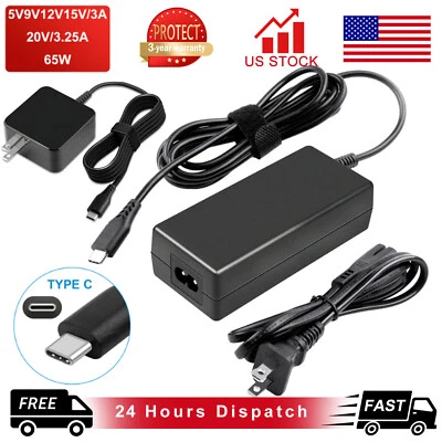 65W USB Type-C AC Power Adapter Charger for HP Chromebook 934739-850 L43407-001 - Image 1 of 4