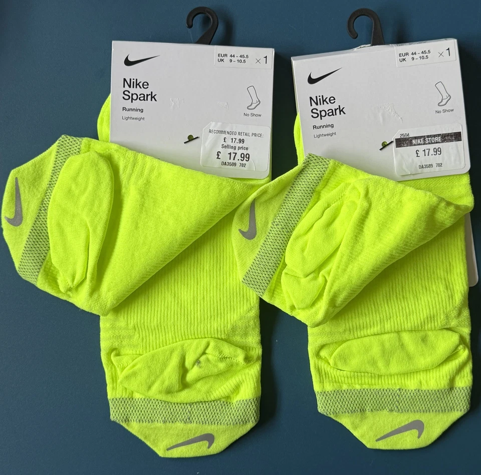 2PACK Nike Spark Lightweight Green No Show Running Socks UK 9-10.5 DA3589-702 - Image 1 of 4