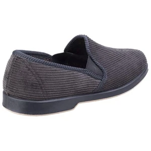 GBS Twin Gusset Slipper Grey Hardwearing Corduroy Upper, for easy access and e - Picture 1 of 19