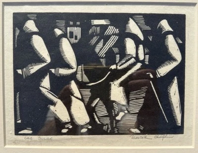 Arte impressa original PRESCOTT CHAPLIN (1896 – 1968) xilogravura modernista americana - Imagem 1 de 4