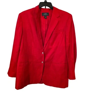 Lauren Ralph Lauren Womens Linen Blazer Plus Size 16W Red Career Workwear  - Picture 1 of 4