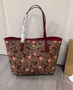 COACH City Tote Bag Signature Canvas Cherry Print CY691 Rot Schultertasche Ou... - Bild 1 von 9