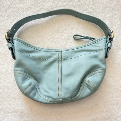 Bolso de Hombro Hobo 9541 De Colección Y2K Coach Soho Cuero Azul Claro, Sin Dijes Foto 1 de 4