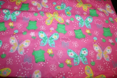 Share Jo Anns Flannel Fabric Pink with Butterflies 2 Yards - Image 1 of 4