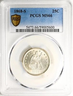 1868-S LIBERTY SEATED 25C PCGS MS 66 - Image 1 of 4