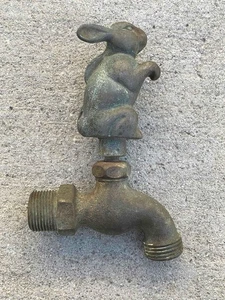 Vintage massiver Messing Hase Kaninchen Outdoor Garten Wasserhahn Zapfen - Bild 1 von 6