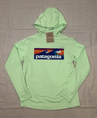 NEW Patagonia Kids LARGE Capilene Silkweight Hoody Light Green UV Protection - Image 1 of 4