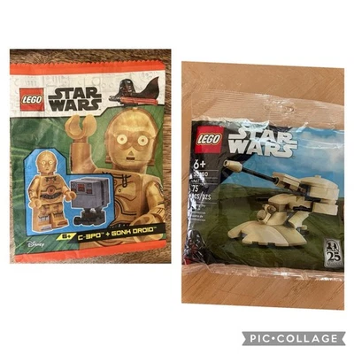 LEGO Star Wars C-3PO + Gonk Droid Paperbag & Retired AAT Polybag Lot /new Sealed - Image 1 of 4