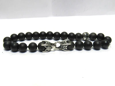 Pulsera de cuentas espirituales de plata de ley con diamantes negros D.YURMAN para hombre, ONYX Foto 1 de 4