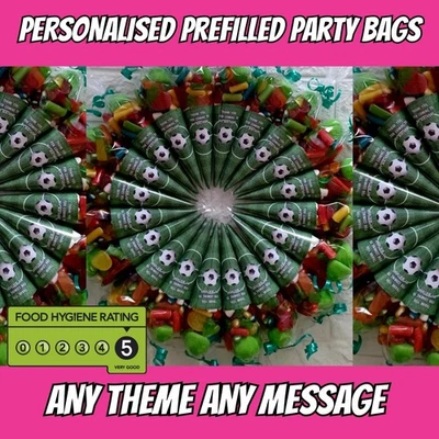 Kids Party Bags Sweet Cones Football Themed Party Favours  - Image 1 of 2