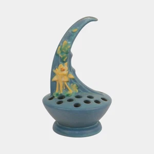 Roseville Columbine Blu 1941 Vintage Mid Century Moderna Ceramica Fiore Rana 42 - Foto 1 di 6