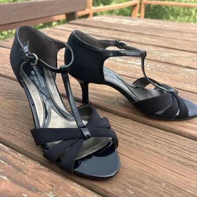 Tacón de aguja Naturalizer N5 Comfort Princeton negro con tiras punta abierta talla 5M Foto 1 de 4