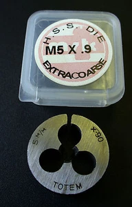 M5X.9 (0.9) RUNDE VERSTELLBARE MATRIZE SCHNELLARBEITSSTAHL ÜBLICH AUF 1960er JAPANISCHE ARTIKEL - Bild 1 von 1