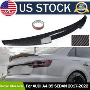 For 2017-2022 Audi A4 B9 Sedan V-Type Carbon Fiber Look Rear Trunk Spoiler Wing - Picture 1 of 12