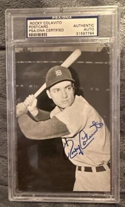 Rocky Colavito Signed & Autographed Original 1960’s Detroit Tigers Postcard PSA - Picture 1 of 2