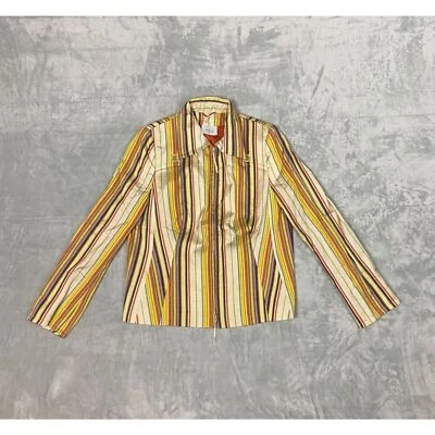 Женская многополосная шелковая куртка Akris Punto размер 12 на молнии с длинным рукавом - Изображение 1 из 4