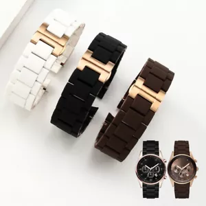 Premium Rubber-coated Steel Watch Band Straps Mens for Armani 20 23mm with Tools - Picture 1 of 21