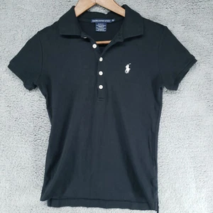 Ralph Lauren Sport T-Shirt Black Youth Boys Size S Slim Fit Collared Polo - Picture 1 of 9