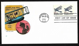 #2468 $1 Seaplane 1914 - House of Farnam FDC coil Pair - Picture 1 of 2