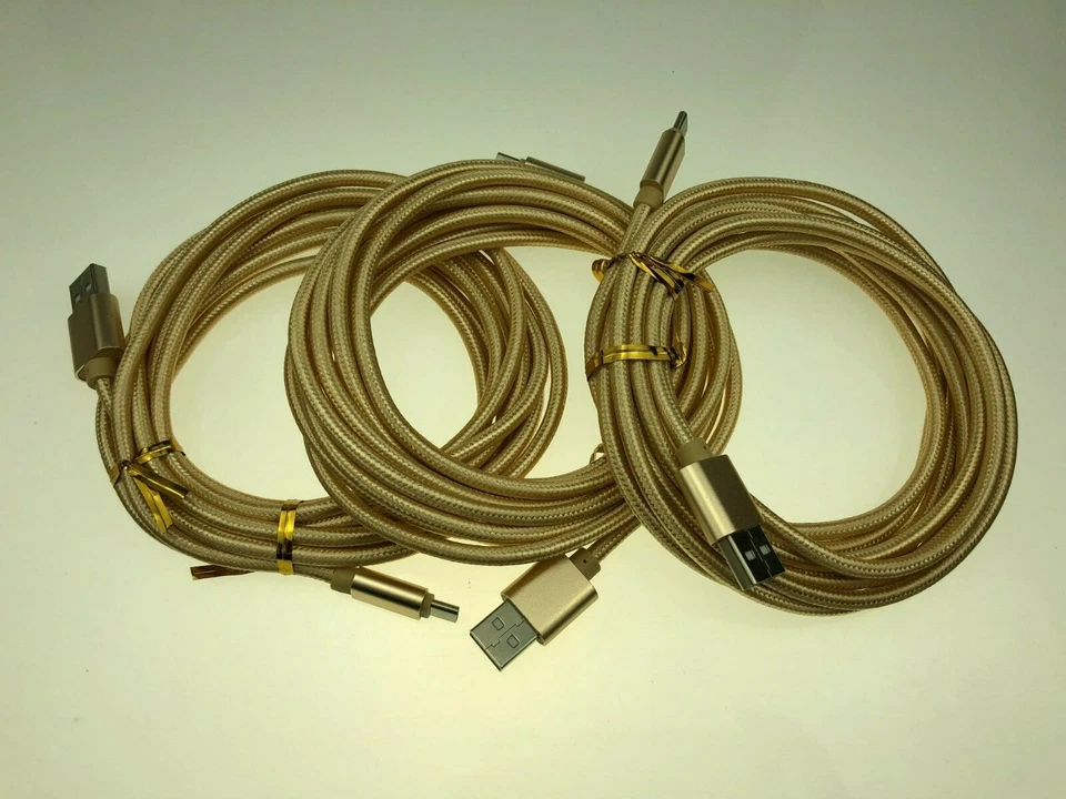Paquete de 3 cables de carga trenzados de nailon tipo C a USB de 10 pies para teléfonos Android Foto 1 de 1