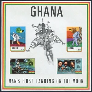 Ghana 389a imperf, MNH. Michel Bl.39B. Man's First Landing on the Moon. 1970. - Picture 1 of 1