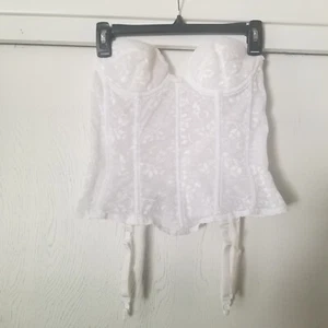 Vintage Carnival 36A White Lace Bustier Corset Union Tag Bridal Underwire Garter - Picture 1 of 6