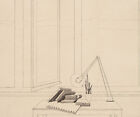 Istvan Laurer Illustration Proust Schreibtisch signiert Radierung um 1980 2/100