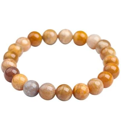 Pulsera simple de jade coral natural para parejas, con patrones de piedra natural Foto 1 de 4