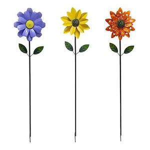 Metal Sunflower Wind Spinner Garden Stake 45.6inch Tall Versatile for Yard Art - Picture 1 of 17