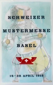 Original vintage poster BASEL INT. TRADE FAIR EXPO DRUMMER 1952 - Bild 1 von 1