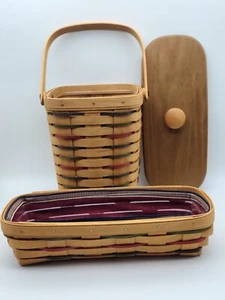 Longaberger Large Peg Cracker Basket Lid Combo Liner Woven Traditions 1995 1999 - Picture 1 of 8