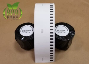 Labels123 2 Rolls Fits Brother DK- 2205 2-3/7" X 100' White Continuous Labels - Picture 1 of 1