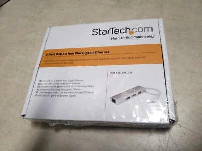StarTech.com 3 Port Portable USB 3.0 Hub plus Gigabit Ethernet - Built-In Cable - Image 1 of 4