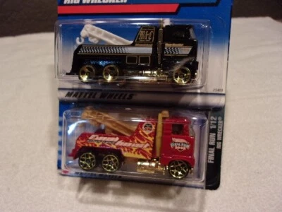 Hot Wheels Rig Wrecker 206/2000 +Final Run Rig Wrecker 195/2003 Blue Cards 1:64 - Image 1 of 4