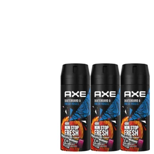 3x150ml AXE Skateboard & Fresh Roses 48H Non Stop Fresh Deospray - Bild 1 von 3