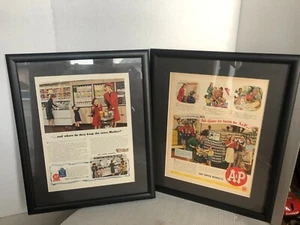 Set Supermarket Grocery Store A&P 40s Vintage Print Add Frame with glass. - Picture 1 of 7