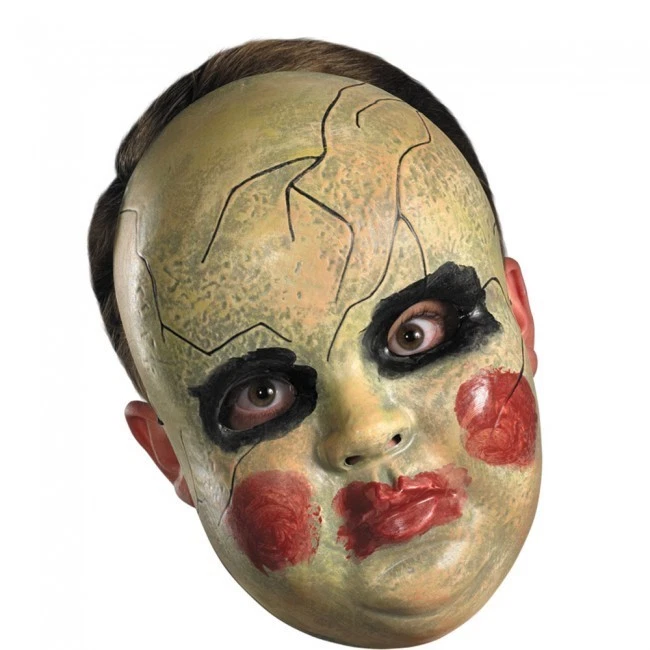 Old Smeary Doll Cracked Face Makeup Scary Halloween Mask Dg23930