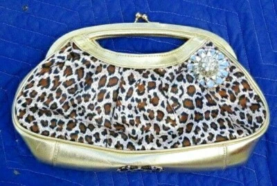 Beverly Feldman Leopard Handbag with Rhinestone Flower - Image 1 of 3